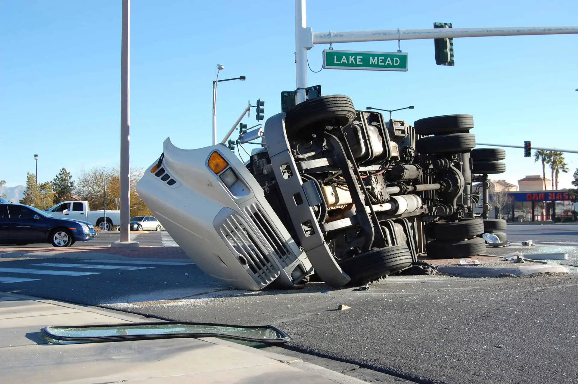 a rollover truck accident in a busy intersection.